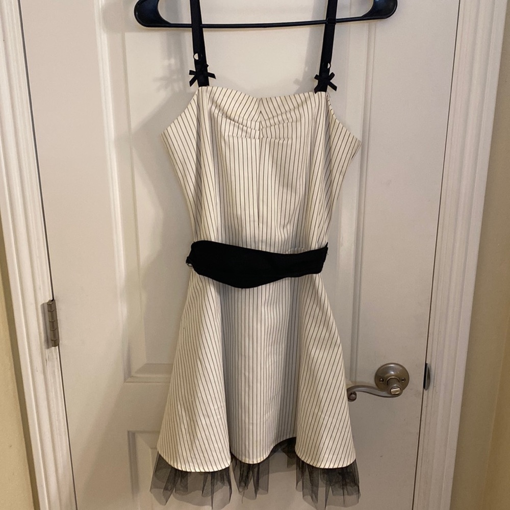 Pin striped punk dress with black tule size Medium